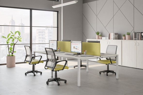 Набор мебели в офис Комфорт КФ (белый премиум) на белом металокаркасе в Химках - изображение