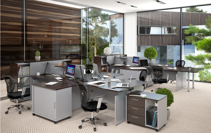Офисная мебель OFFIX-NEW для двух сотрудников и руководителя в Химках - изображение 1
