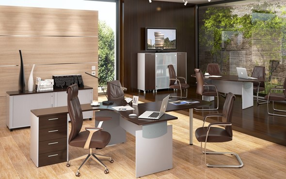 Офисная мебель OFFIX-NEW для двух сотрудников и руководителя в Подольске - изображение