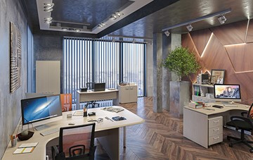 Набор мебели в офис Wave 3, 3 рабочих места и шкафы в Москве