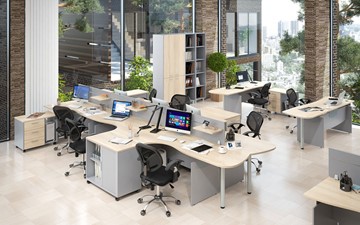 Набор мебели в офис OFFIX-NEW для 4 сотрудников с двумя шкафами в Подольске - предосмотр