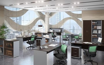 Набор мебели в офис IMAGO четыре рабочих места, стол для переговоров в Москве - предосмотр