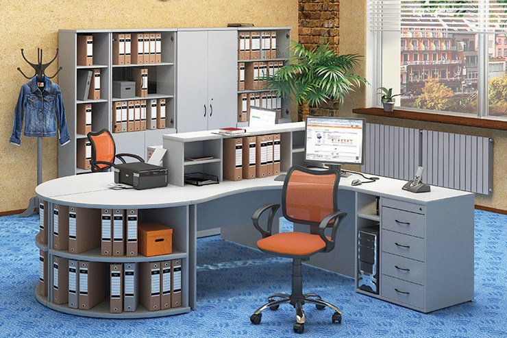 Мебель для персонала Moно-Люкс для 2 сотрудников с большим шкафом и тумбами в Химках - изображение