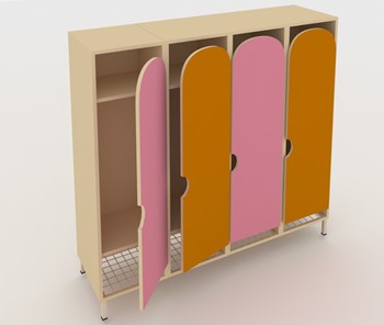 Распашной шкаф ШГС4 Беж + Розовый + Оранжевый в Подольске