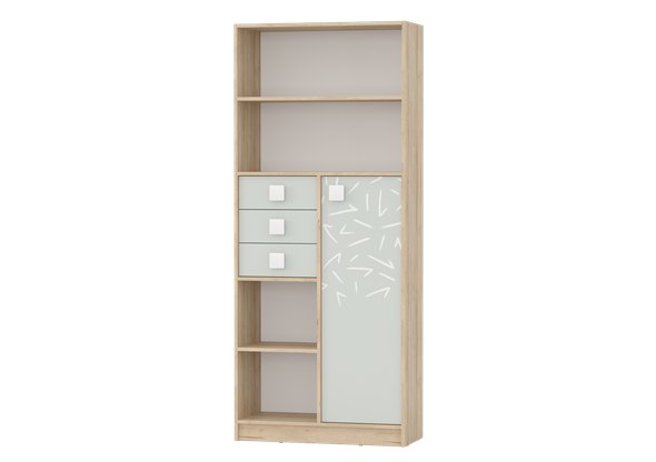 Детский шкаф-стеллаж с дверкой и ящиками Микки (6-9426) в Химках - изображение