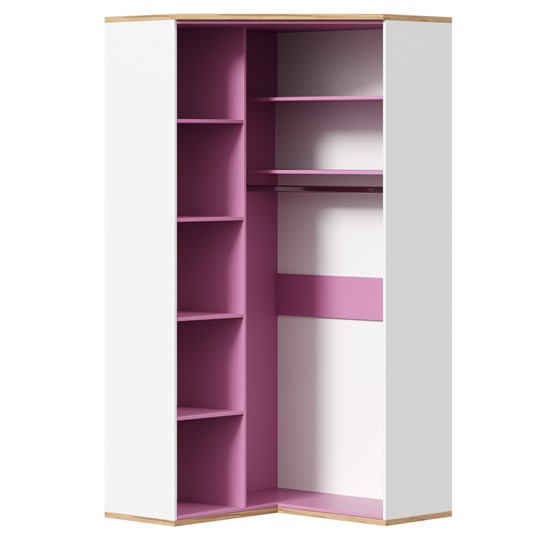 Угловой детский шкаф Урбан 528.060, белый/розовый в Одинцово - изображение 3