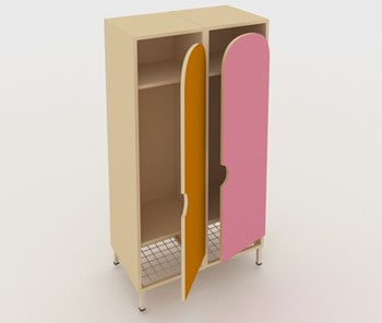 Детский распашной шкаф ШГС2 Беж + Розовый+Оражневый в Подольске