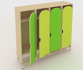 Распашной детский шкаф ШГС4 Беж + Зеленая мамба + Лайм в Подольске