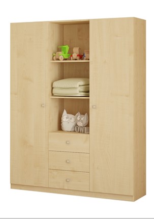 Многофункциональный шкаф трехсекционный POLINI Kids Simple Натуральный в Химках - изображение