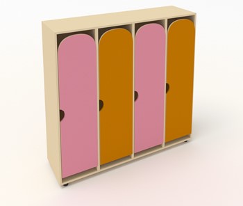 Детский распашной шкаф ШГ4У Беж+Оранжевый+Розовый в Одинцово