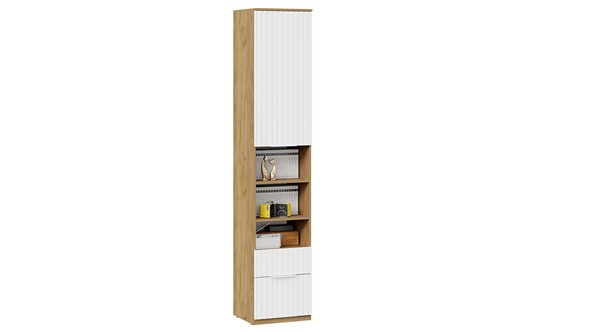 Шкаф с 1 дверью и 2 ящиками Хилтон Исп.2 (Дуб Крафт Золотой/Белый матовый) в Подольске - изображение