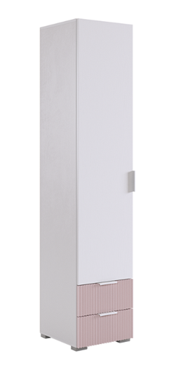 Шкаф-пенал с ящиками Зефир 107.01 (белое дерево/пудра розовая (эмаль)) в Москве - изображение 1