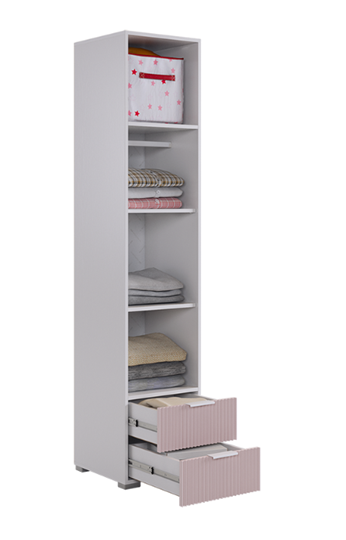 Шкаф-пенал с ящиками Зефир 107.01 (белое дерево/пудра розовая (эмаль)) в Москве - изображение 2