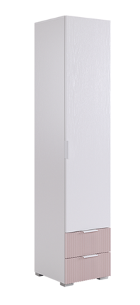 Шкаф-пенал с ящиками Зефир 107.01 (белое дерево/пудра розовая (эмаль)) в Москве - изображение