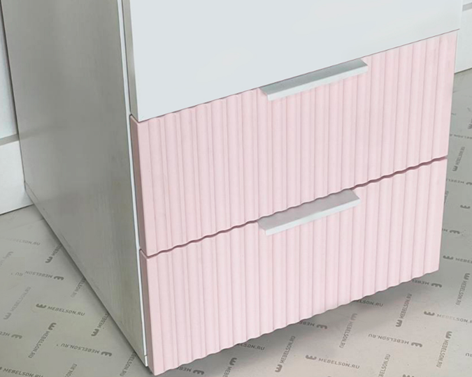 Шкаф-пенал с ящиками Зефир 107.01 (белое дерево/пудра розовая (эмаль)) в Москве - изображение 6