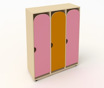Детский распашной шкаф ШГ3 Беж+Розовый+Оранжевый в Одинцово