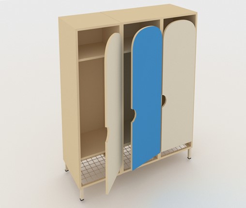 Распашной детский шкаф ШГС3 Беж + Синий в Одинцово - изображение