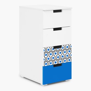 Тумба с ящиками Svogen 4 ящика, сине-белый/соты синие в Химках