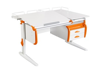 Детский стол-трансформер 1/75-40 (СУТ.25) + Tumba 3 + Polka_z 1/600 (2 шт.) белый/белый/Оранжевый в Одинцово