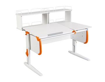 Детский стол-трансформер 1/75-40 (СУТ.25) + Polka_zz 1/600 (2 шт.)  белый/белый/Оранжевый в Подольске
