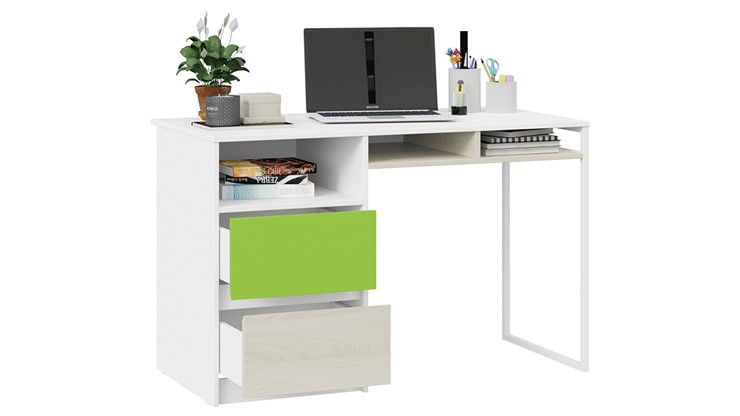 Письменный стол Сканди СМ-386.15.02-20 (Дуб Гарден, Белая, Зеленый) в Подольске - изображение 1
