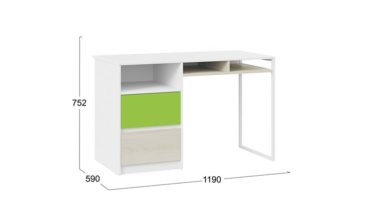 Письменный стол Сканди СМ-386.15.02-20 (Дуб Гарден, Белая, Зеленый) в Одинцово - изображение 4