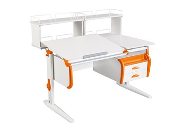 Детский стол-трансформер 1/75-40 (СУТ.25) + Polka_zz 1/600 (2 шт.) + Tumba 3  белый/белый/Оранжевый в Химках