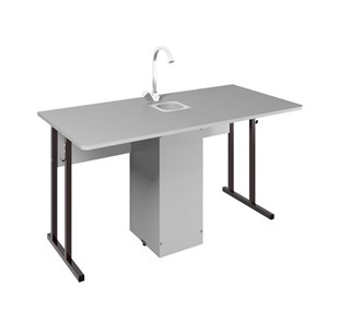 Детский стол 2-местный для кабинета химии Стандарт 5, Пластик Серый/Коричневый в Химках