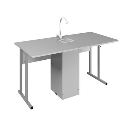 Детский стол 2-местный для кабинета химии Стандарт 5, Пластик Серый/Светло-серый в Подольске - изображение