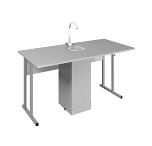 Детский стол 2-местный для кабинета химии Стандарт 6, Пластик Серый/Светло-серый в Одинцово