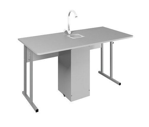 Детский стол 2-местный для кабинета химии Стандарт 7, Пластик Серый/Светло-серый в Одинцово - изображение