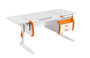 Детский стол-трансформер 1/75-40 (СУТ.25) + Polka_b 1/550 + Tumba 3 белый/белый/Оранжевый в Серпухове