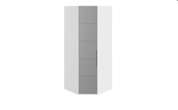 Распашной угловой шкаф Наоми с зеркальной левой дверью, цвет Белый глянец СМ-208.07.07 L в Подольске