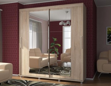 Шкаф 2-х дверный Комфорт №12 2.0 с прямоугольными зеркалами в Серпухове