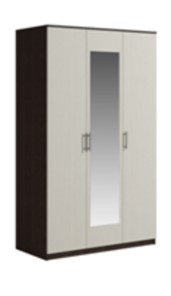 Шкаф 3 двери Светлана, с зеркалом, венге/дуб молочный в Серпухове