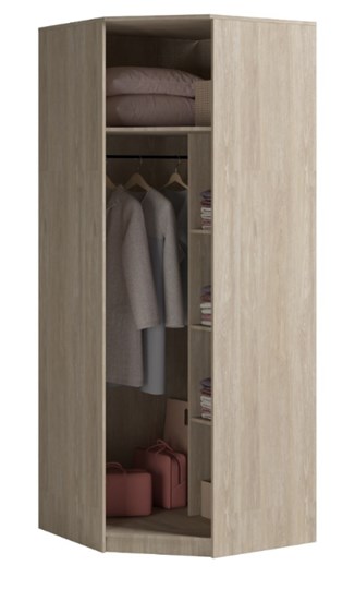 Распашной угловой шкаф Светлана, с зеркалом, белый/дуб сонома в Одинцово - изображение 1