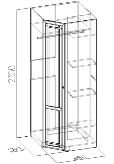 Распашной угловой шкаф Sherlock 63+ фасад стандарт, Дуб Сонома в Одинцово - изображение 2
