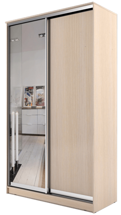Шкаф 2-х дверный 2200х1200х420 с одним зеркалом ХИТ 22-4-12/2-15 Дуб Млечный в Химках - изображение