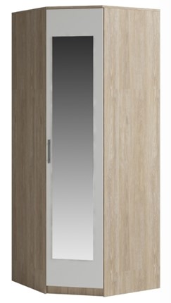 Распашной угловой шкаф Светлана, с зеркалом, белый/дуб сонома в Химках - изображение