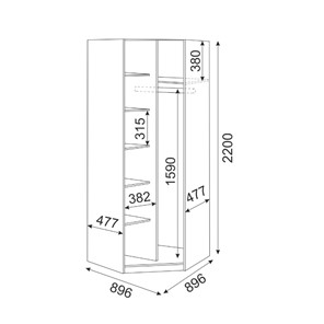 Распашной шкаф угловой Беатрис М01 (Орех Гепланкт) в Одинцово - предосмотр 1