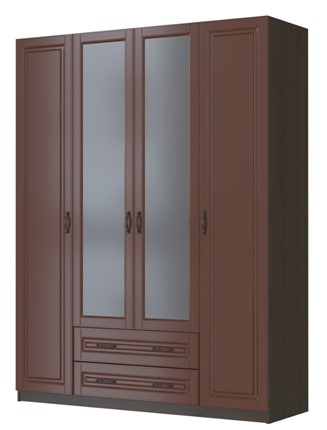Четырехстворчатый шкаф Кантри, лак орех ШР-4, с 2мя зеркалами в Одинцово - изображение