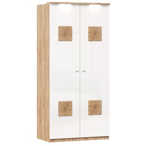 Шкаф двухстворчатый Фиджи с декоративными накладками 659.237, цвет белый в Москве
