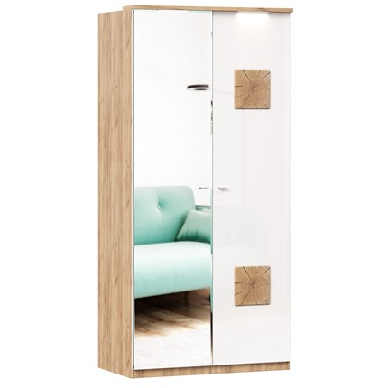 Шкаф двухстворчатый с 1 зеркалом и декор. накладками Фиджи 659.241, белый в Подольске - изображение