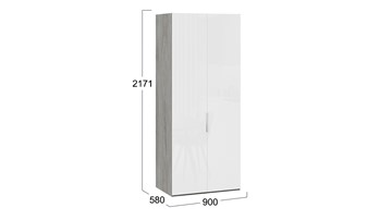 Шкаф для одежды Эмбер СМ-348.07.003 (Дуб Гамильтон/Белый глянец) в Подольске - предосмотр 1