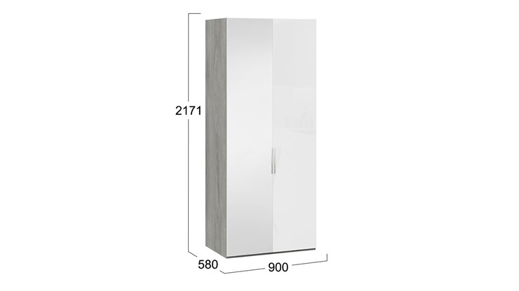 Шкаф для одежды Эмбер СМ-348.07.005 L (Дуб Гамильтон/Белый глянец) в Подольске - изображение 1