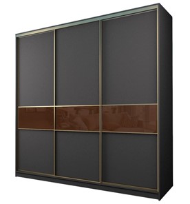 Шкаф 3-х дверный MAX МШ-27-6-27-999, Профиль Золото/Цвет Графит/с пленкой Oracal Шоколад в Одинцово