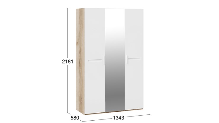 Шкаф трехстворчатый Фьюжн ТД-260.07.43 (Дуб Делано, Белый глянец) в Подольске - изображение 3