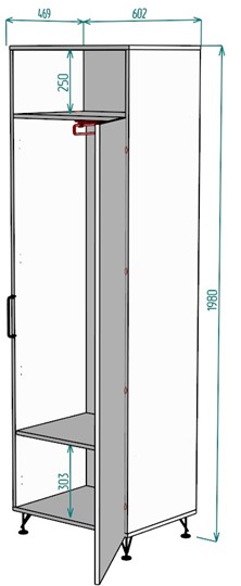 Шкаф одностворчатый Лофт H38, ДВ-Графит в Химках - изображение 1