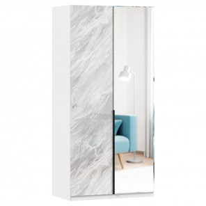 Шкаф двухдверный Норд ЛД 677.070.000.010 с зеркалом, Белый/Статуарио в Одинцово