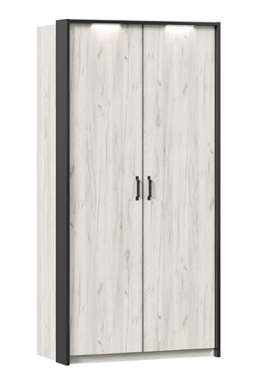 Шкаф двухстворчатый Техно с паспарту, Дуб крафт белый в Одинцово - изображение